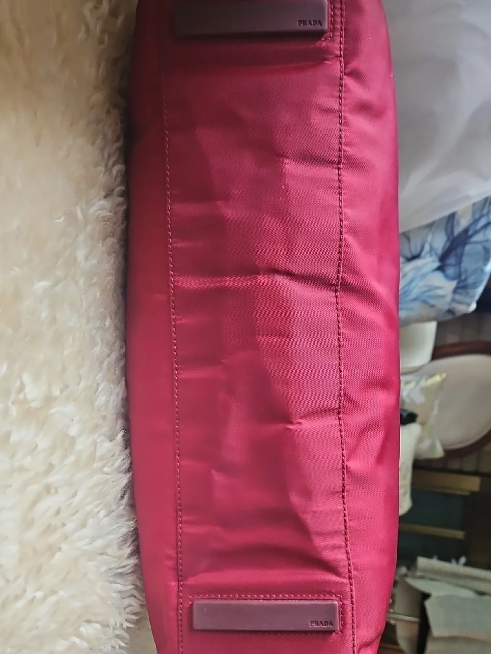Vintage Tessuto Prada Red Tote Bag with Structured Design